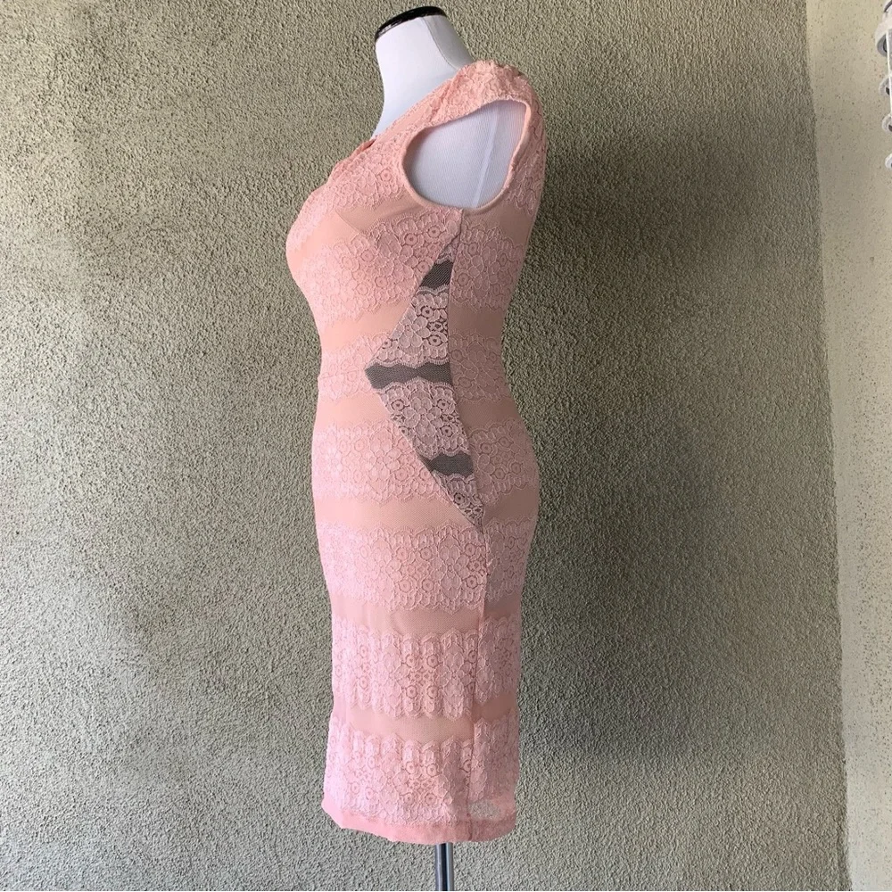 🔥5/$20🔥 “Bloom” Dusty Pink Stretch Lace Mini Dress.size XS - Picture 5 of 11